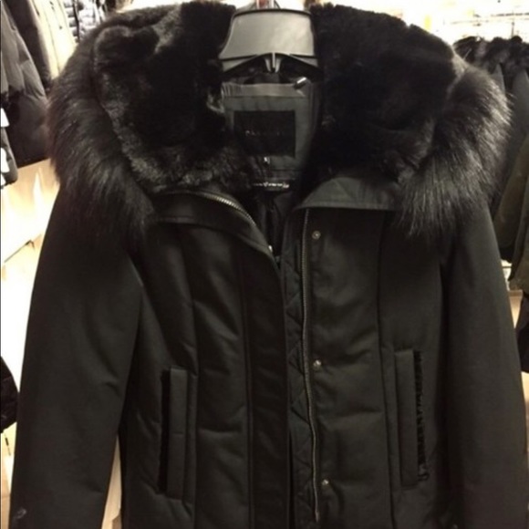 Dawn Levy Luka Black Fitted Parka with Velvet & Fur Trim - Picture 9 of 16